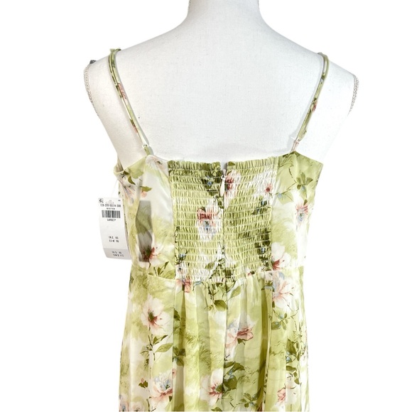 NWT Abercrombie & Fitch The A&F Camille Midi Dress In Light Green Floral Size LP - Picture 7 of 10